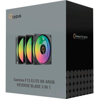  Вентилятор Ocypus Gamma F12 Elite BK ARGB Reverse Blade 3 in 1, 120x120x25mm, 4-Pin PWM, 600-1800 RPM, 26 DBA Max, Hydro Bearing 