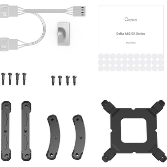  Кулер Ocypus Delta A62 EX WH Digital, 2x120mm ARGB Fan, Top Display Panel, 6 Heat Pipes, 4-Pin PWM, 600-1800 RPM, 31DBA 