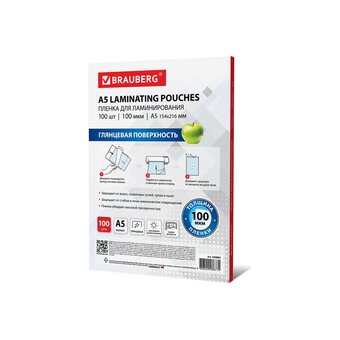  Пленки-заготовки для ламинирования BRAUBERG 530805 А5, 100мкм 100шт 