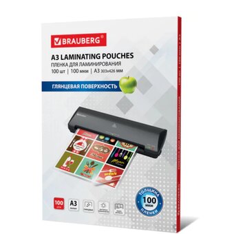  Пленки-заготовки для ламинирования BRAUBERG 530895 А3 100мкм 100шт 