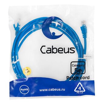  Патч-корд Cabeus PC-UTP-RJ45-Cat.5e-3m-BL-LSZH неэкранированный, синий 