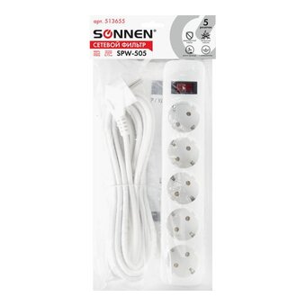  Сетевой фильтр SONNEN SPW-505 (513655) белый 