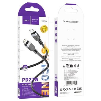  Дата-кабель HOCO X109 Energy PD silicone charging data cable IP (L-2M) Black 
