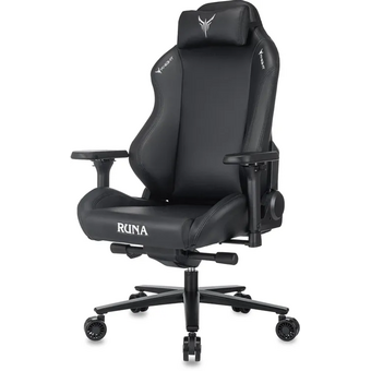  Кресло игровое Knight Runa черный экокожа с подголов. крестов. металл 