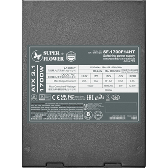  Блок питания Super Flower Leadex VII (SF-1700F14HT) 1700W, ATX, 140mm, 2x12V-2x6, 16xSATA, 2xCPU 8(4+4), 6xPCI-E(6+2), APFC 