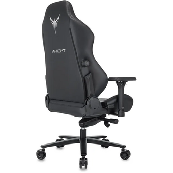  Кресло игровое Knight Runa черный экокожа с подголов. крестов. металл 