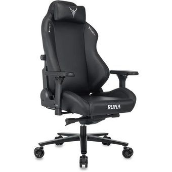 Кресло игровое Knight Runa черный экокожа с подголов. крестов. металл 