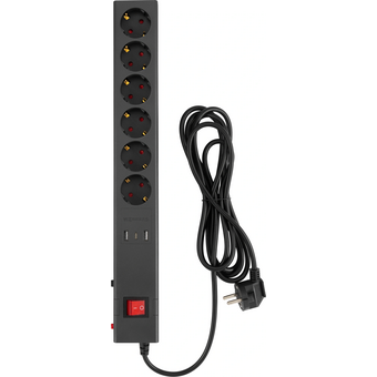  Сетевой фильтр Buro 600SE-1.8-USB-B 1.8м 6 розеток черный 