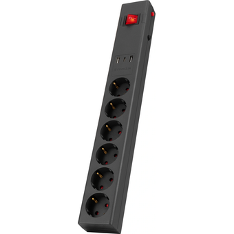  Сетевой фильтр Buro 600SE-1.8-USB-B 1.8м 6 розеток черный 