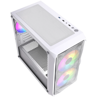  Корпус Powercase Mistral Micro A3W ARGB V2 (CMMAW-A3-V2), Tempered Glass, 2x 140mm ARGB PWM+1x 120mm ARGB PWM, белый, mATX 