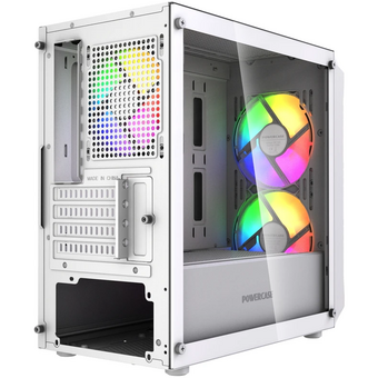  Корпус Powercase Mistral Micro A3W ARGB V2 (CMMAW-A3-V2), Tempered Glass, 2x 140mm ARGB PWM+1x 120mm ARGB PWM, белый, mATX 