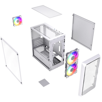  Корпус Powercase Mistral Micro A3W ARGB V2 (CMMAW-A3-V2), Tempered Glass, 2x 140mm ARGB PWM+1x 120mm ARGB PWM, белый, mATX 