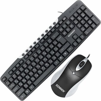  Набор проводной SONNEN KB-S110 (513854) черный/серебристый 