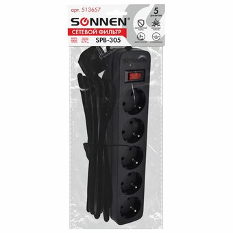 Сетевой фильтр SONNEN SPB-305 (513657) черный 