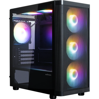  Корпус ZALMAN M4 SE, MATX, Black, Window, 1xCombo (3.5'' or 2.5''), 1x3.5", 2x2.5", 2xUSB2.0,1xUSB3.0, Front 3x120mm FRGB, TOP 2x120mm FRGB 