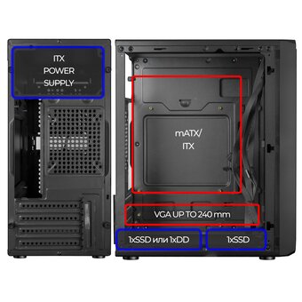  Корпус Ginzzu B175 без БП черный 