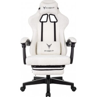  Кресло игровое Knight Lord/F молочный Camby 01 крестов. пластик подст.для ног 