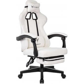  Кресло игровое Knight Lord/F молочный Camby 01 крестов. пластик подст.для ног 