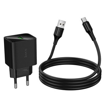  СЗУ HOCO CS81A Excellent single port QC3.0 charger with digital display set (Type-C) EU черный 