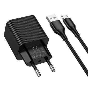  СЗУ HOCO CS81A Excellent single port QC3.0 charger with digital display set (Type-C) EU черный 