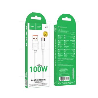  Дата-кабель HOCO X115 Surpass 100W fast charging data cable Type-c White 