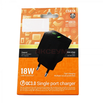  СЗУ HOCO CS81A Excellent single port QC3.0 charger with digital display (EU) черный 