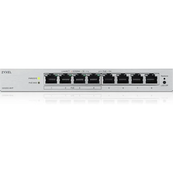  Коммутатор управляемый Zyxel GS1200-8HPV3-EU0101F (L2) 8x1Гбит/с 4PoE+ 68W 