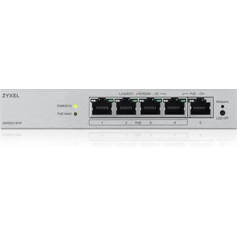  Коммутатор управляемый Zyxel GS1200-5HPV3-EU0101F (L2) 5x1Гбит/с 4PoE+ 68W 