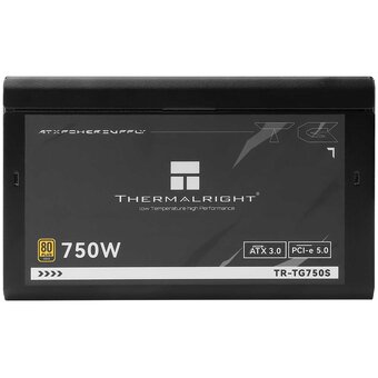  Блок питания Thermalright TR-TG750S 750W 80+ Gold (ATX, 3.0, PCIe 5.0, Non-modular, 1x24(20+4)pin, 1xCPU 8(4+4)pin, 2xPCIe*2 8(6+2)) 
