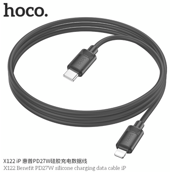  Дата-кабель HOCO X122 Benefit PD27W silicone charging data cable IP (Packaged) Black 