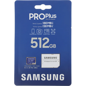  Карта памяти Samsung MB-MD512SA Pro Plus microSDXC 512GB V30 + adapter 