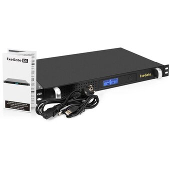  ИБП Exegate 1U ServerRM UNL-650.LCD.AVR.4C13.RJ.USB.1U (EX297833RUS) 650VA/360W, LCD, AVR, 4*C13, RJ, USB, 1U, установка в стойку, Black 