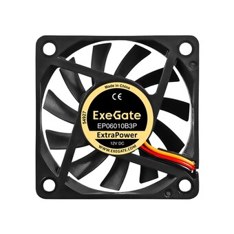  Вентилятор ExeGate ExtraPower EP06010B3P EX297028RUS 12В DC (60x60x10 мм, 2-Ball (двойной шарикоподшипник), 3pin, 3000RPM, 24dBA) 