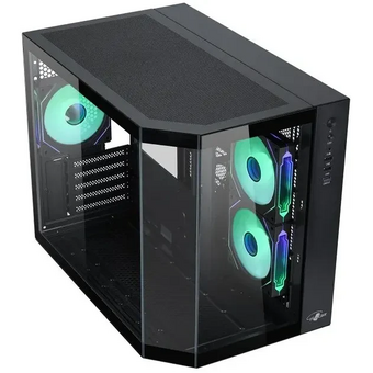  Корпус Eurocase M2771 black, без БП, mATX, закаленное стекло 2 стороны 