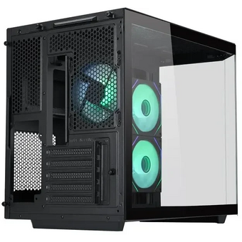  Корпус Eurocase M2771 black, без БП, mATX, закаленное стекло 2 стороны 