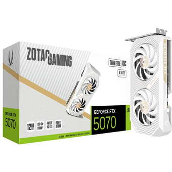  Видеокарта ZOTAC Gaming GeForce RTX 5070 Twin Edge OC White Edition 12Gb (ZT-B50700Q-10P) DDR7 192 bit 2165 /2542 MHz 3*DP/HDMI 2*Fan RTL 