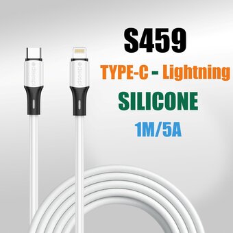  USB-кабель Deespi DS79L Type-C-L 3.1A 27W 1000mm Силиконовый White 20шт в уп 