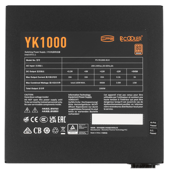  Блок питания PCCOOLER YK1000 (P5-YK1000-B1HWBK1-EU) ATX 1000W 80+ Bronze Gen.5 Dir Cab 