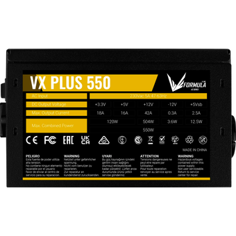  Блок питания FORMULA VX Plus 550W (VX Plus 550 (F)) (ATX, 20+4 pin, PCI-E 6+2P, 3xMolex, 3xSATA, 120mm fan, RTL) 
