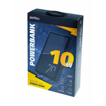  Power bank Perfeo PF_E2090 20000mah + In Micro usb+Type-C Out USB 1А, 2.1A Black 