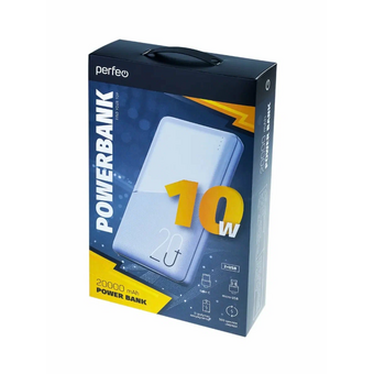  Power bank Perfeo PF_E2092 20000mah + In Micro usb+Type-C Out USB 1А, 2.1A White 