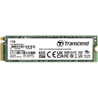  SSD Transcend MTE672AI 1Тб (TS1TMTE672AI-VS1), M.2 2280, PCIe Gen3x4, NVMe, 3D TLC BiCS5, DRAM-less, темп. режим от -40С до +85С 