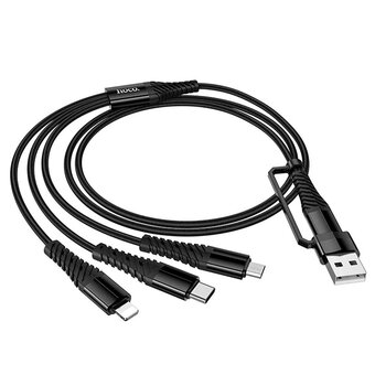  Кабель USB - Multi connector Hoco X123 3в1(USB/C to iP+C+Micro) 18W 100см 3A  (black) (243031) 