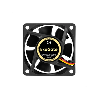  Вентилятор Exegate EX06025S3P-5 EX297003RUS 5В DC (60x60x25 мм, Sleeve bearing (подшипник скольжения), 3pin, 3500RMP, 25,3dBA) 