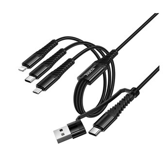  Кабель USB - Multi connector Hoco X123 3в1(USB/C to iP+C+Micro) 18W 100см 3A  (black) (243031) 
