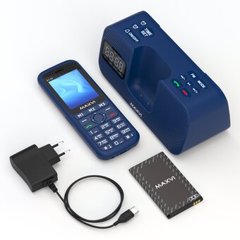  Мобильный телефон Maxvi RT-03 black + док-станция 