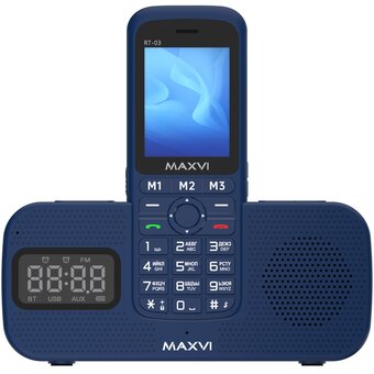  Мобильный телефон Maxvi RT-03 black + док-станция 