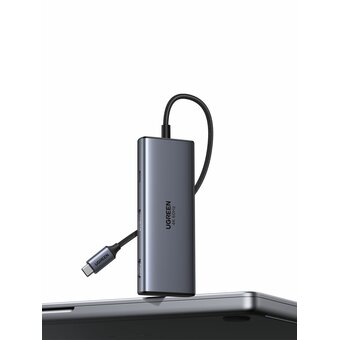  Хаб UGREEN CM498 (75902) 7-in-1 USB-C Hub With HDMI, DPx2, USB-Cx2, USB-A, USB-C PD серый космос 