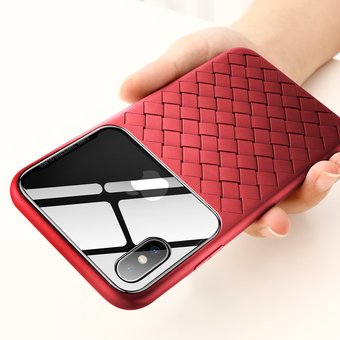  Чехол Baseus Glass & Weaving для iPhone XS Max 6.5inch красный 