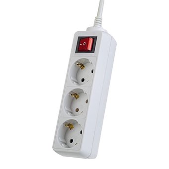  Удлинитель с заземлением Perfeo PowerMate, 3,0м, 3 розетки, белый (PF-PE-3/3,0-W) 